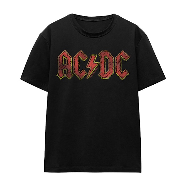 AC/DC Unisex Vuxen Handritad Logotyp T-Shirt S Svart Black S