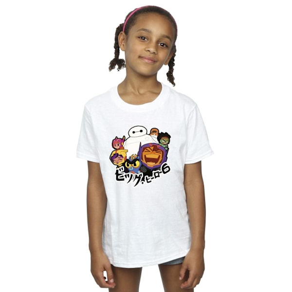 Disney Girls Big Hero 6 Baymax Group Manga Bomull T-shirt 9-11 White 9-11 Years