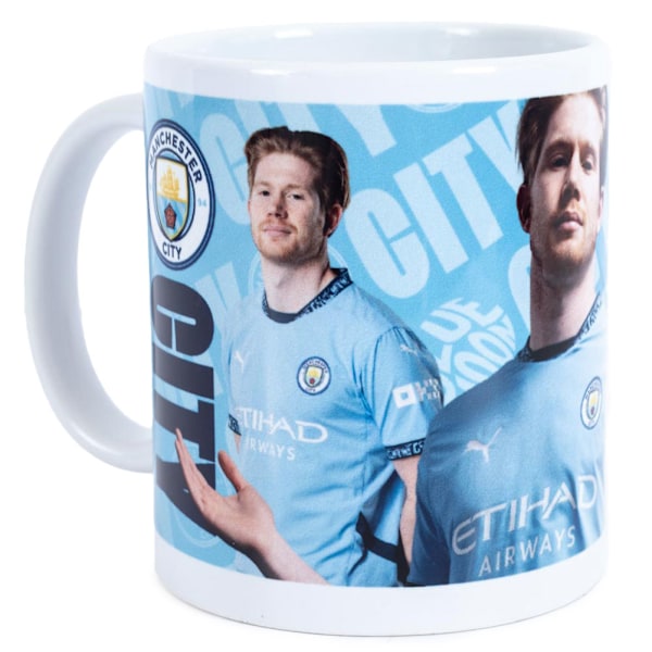 Manchester City FC Kevin De Bruyne Mug Storlek: One Size Himmelblå/Vit/ Sky Blue/White/Gold One Size