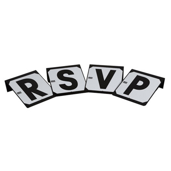 Stubbs Skruv på stålplåt bokstäver RSVP Vit/Svart White/Black RSVP