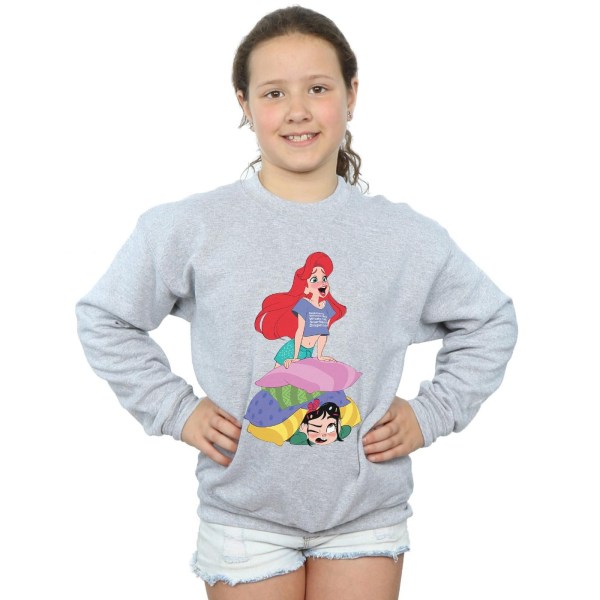 Disney Girls Wreck It Ralph Ariel Och Vanellope Sweatshirt 7-8 Sports Grey 7-8 Years