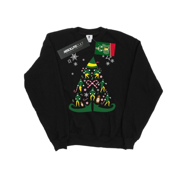 Elf Mens Christmas Tree Sweatshirt XL Svart Black XL