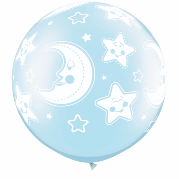 Qualatex Baby Moon & Stars Round Pearl Balloons (paket med 2) En Light Blue One Size