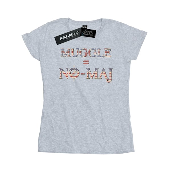 Fantastiska vidunder Kvinnor/Damer Ingen Muggle Ingen Maj Bomull T-shirt Sports Grey S