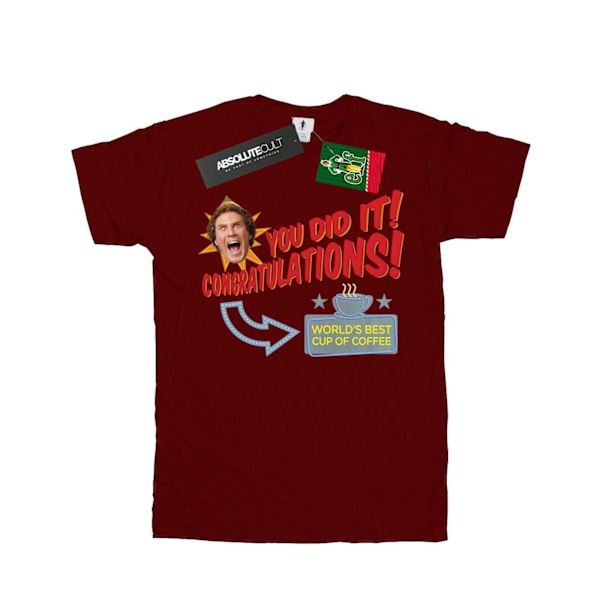 Elf Girls World´s Best Coffee Bomull T-shirt 9-11 år Bourgogne Burgundy 9-11 Years