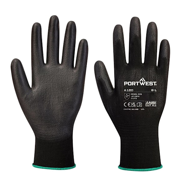 Portwest A120 PU Palm Grip Handskar M Svart Black M