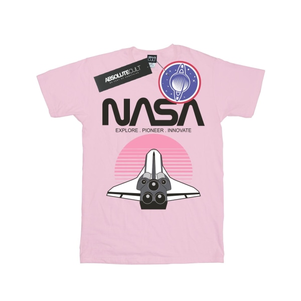 NASA Dam/Kvinnors Rymdfärja Solnedgång Bomull Pojkvän T-Shir Baby Pink L