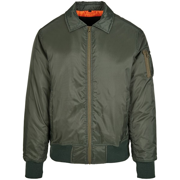 Bygg ditt varumärke Herr Collared Bomber Jacket L Mörk Oliv Dark Olive L