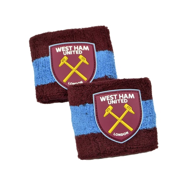 West Ham United FC Unisex Vuxen Crest Bomullsarmband (2-pack) Burgundy/Blue One Size