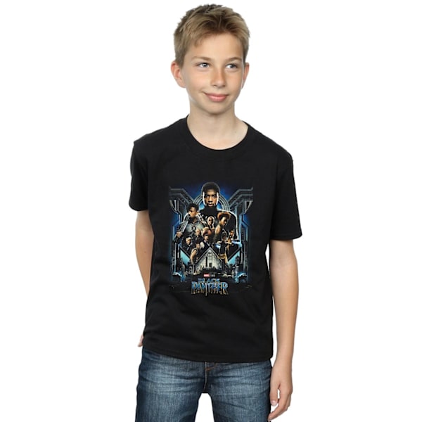 Black Panther Boys Movie Poster Bomull T-Shirt 5-6 År Svart Black 5-6 Years