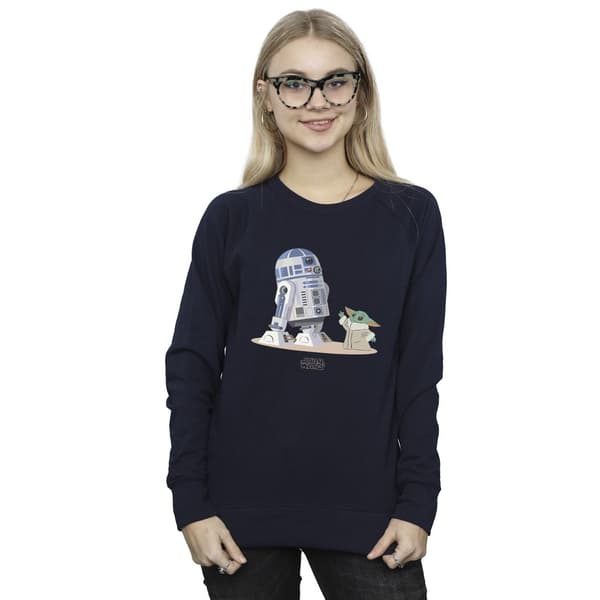 Star Wars Dam/Damer The Mandalorian R2D2 Och Grogu Sweatshirt Navy Blue M