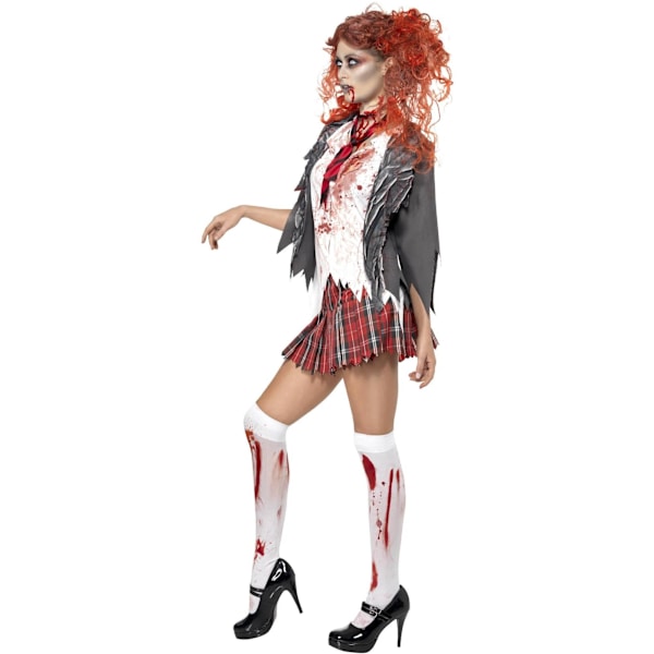 Smiffys Dam/Dam Högstadie Skräck Zombie Skolflicka Cos Grey/White/Red S