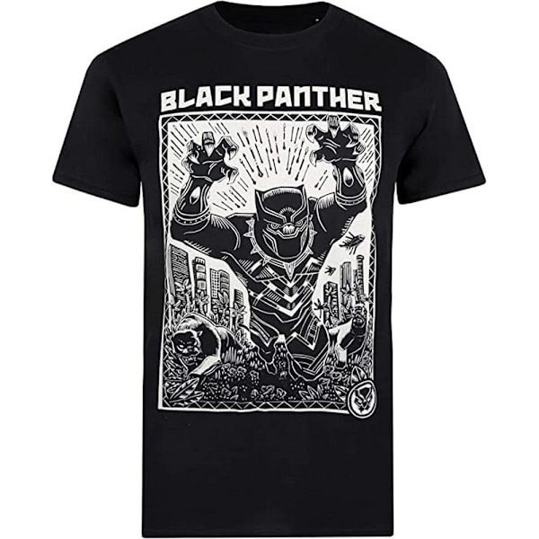 Black Panther Herr Linoleumtryck T-shirt S Svart Black S