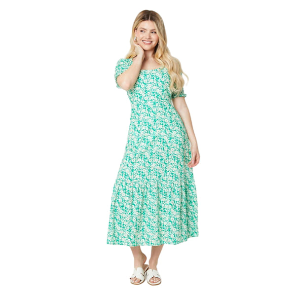 Dorothy Perkins Dam/Dam Floral Scoop Neck Midi Klänning 10 U Green 10 UK