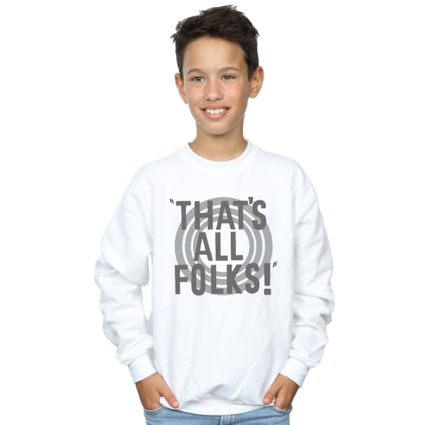 Looney Tunes Boys That´s All Folks Text Sweatshirt 12-13 År White 12-13 Years