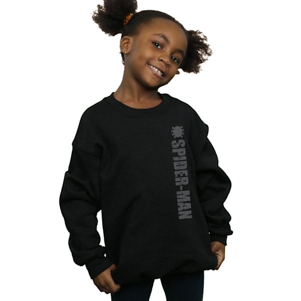 Marvel Girls Spider-Man mönstrad logotyp sweatshirt 7-8 år Bla Black 7-8 Years