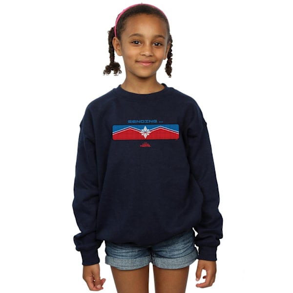 Marvel Girls Captain Marvel Sending Sweatshirt 9-11 år Marinblå Navy Blue 9-11 Years