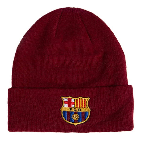 FC Barcelona Cuff Stickad Mössa One Size Burgundy Burgundy One Size