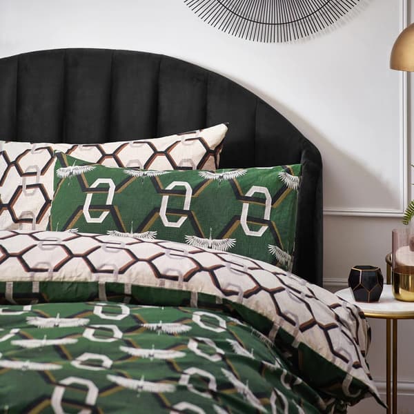 Furn Avalon Geometrisk Påslakanset Dubbel Grön Green Double