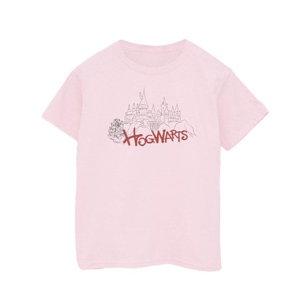 Harry Potter T-shirt för flickor med Hogwarts slott, spraybomull, 12-13 år Baby Pink 12-13 Years