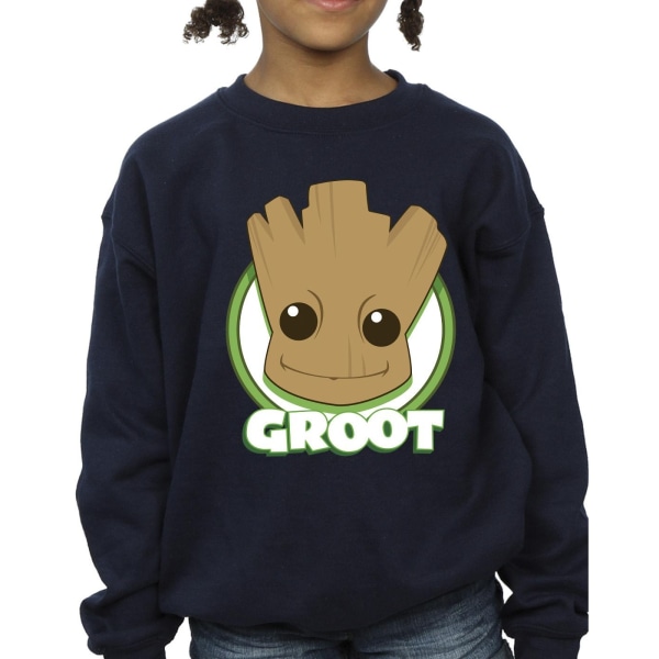 Guardians Of The Galaxy Girls Groot Badge Sweatshirt 12-13 år Navy Blue 12-13 Years