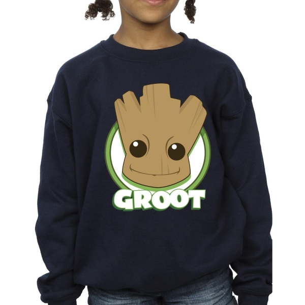 Guardians Of The Galaxy Girls Groot Badge Sweatshirt 5-6 år Navy Blue 5-6 Years