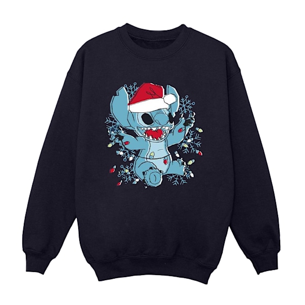 Disney Herr Lilo And Stitch Julbelysning Skiss Sweatshirt Navy Blue XL