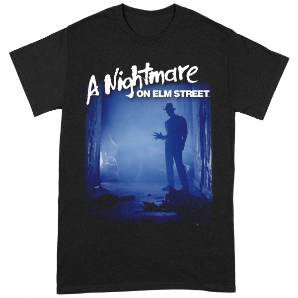 Mardröm på Elm Street Unisex vuxen Freddy väntar på T-shirt Black/Blue/White L