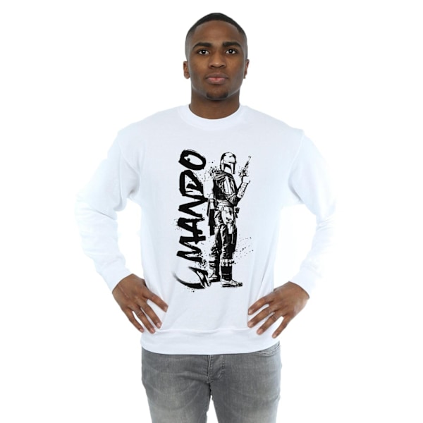 Star Wars Herr The Mandalorian Splat Mando Sweatshirt 4XL Vit White 4XL