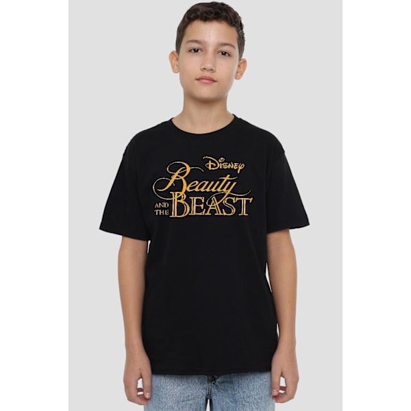 Skönheten och Odjuret Barn/Kids Logotyp T-shirt 3-4 År Svart Black 3-4 Years