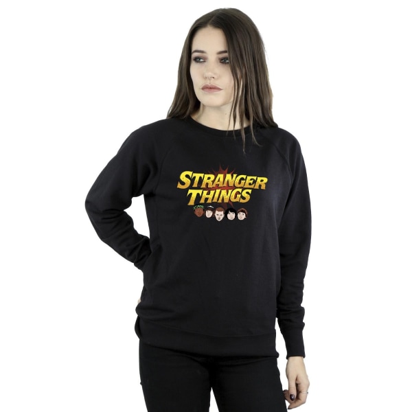 Netflix Stranger Things Comic Heads-tröja för kvinnor/damer S Black S