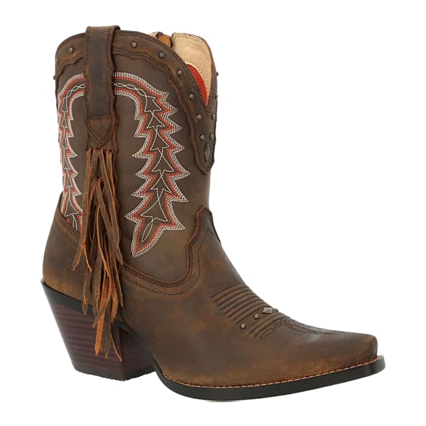 Durango Dam/Damer Crush Ankel Western Boots i Fullnarvläder Pecan 8 UK