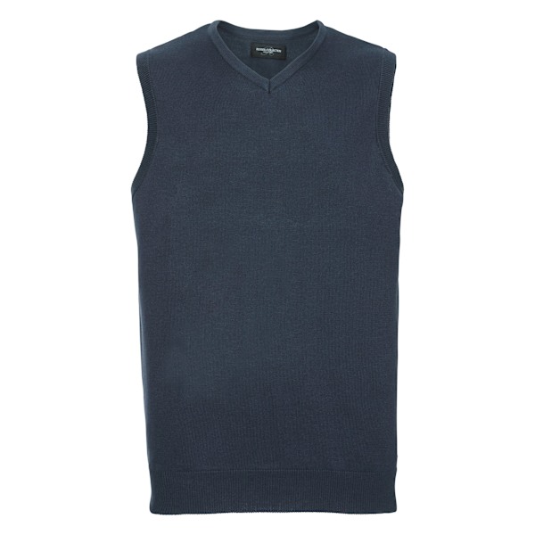 Russell Collection Herr V-hals Sleevless Stickad Pullover Topp / French Navy 4XL