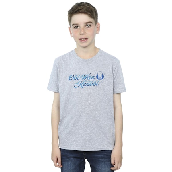 Star Wars Boys Obi-Wan Kenobi Ribbon Font T-Shirt 12-13 år S Sports Grey 12-13 Years