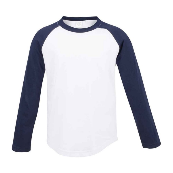 SF Minni Barn/Barn Långärmad baseball T-shirt 7-8 år White/Oxford Navy 7-8 Years