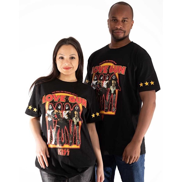 Kiss Unisex Adult Love Gun Stars T-Shirt M Svart Black M