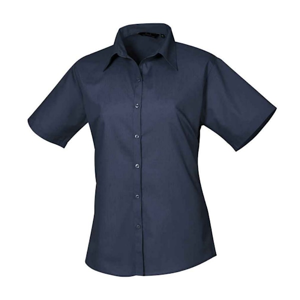 Premier Dam/Dam Poplin Kortärmad Blus 28 UK Marinblå Navy 28 UK