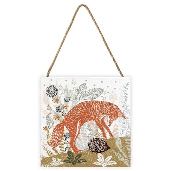 Summer Thornton Woodland Nature Fox Träblock 20cm x 20cm Vit White/Orange/Green 20cm x 20cm