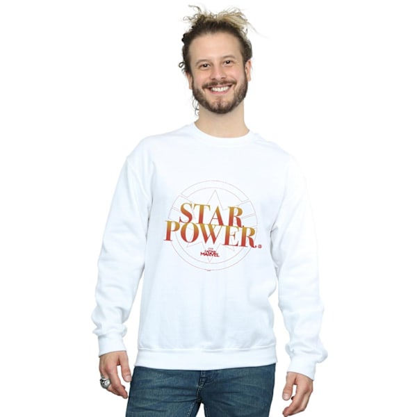 Marvel Herr Captain Marvel Star Power Sweatshirt 4XL Vit White 4XL