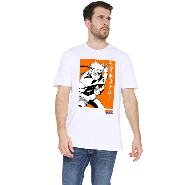 Naruto Mens Panel T-Shirt XL Vit/Orange/Svart White/Orange/Black XL