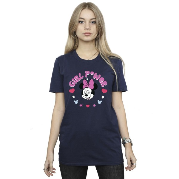 Disney Dam/Damer Minnie Mouse Girl Power Bomull Boyfriend T-shirt Navy Blue XL