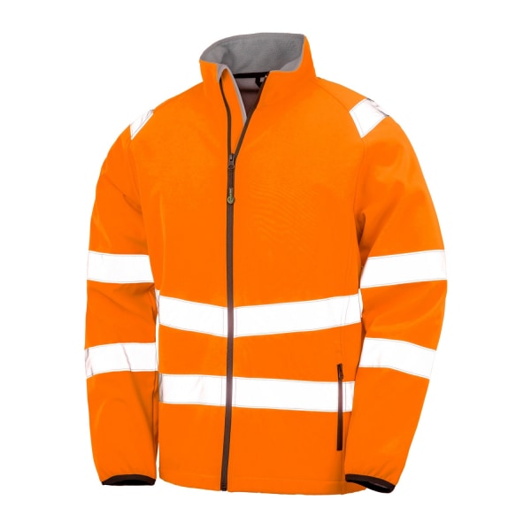 Resultat Äkta återvunnen herr Softshell utskrivbar skyddsjacka Fluorescent Orange S