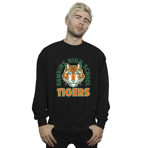 Netflix Mens Stranger Things Hawkins Arch Tiger Sweatshirt 4XL Black 4XL