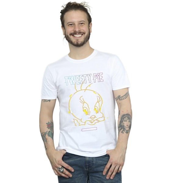 Looney Tunes Tweety Glitch T-shirt för män, 4XL, vit White 4XL