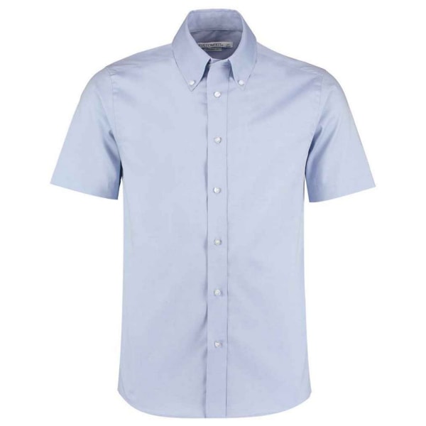 Kustom Kit Herr Premium Oxford skräddarsydd kortärmad skjorta 13. Light Blue 13.5in