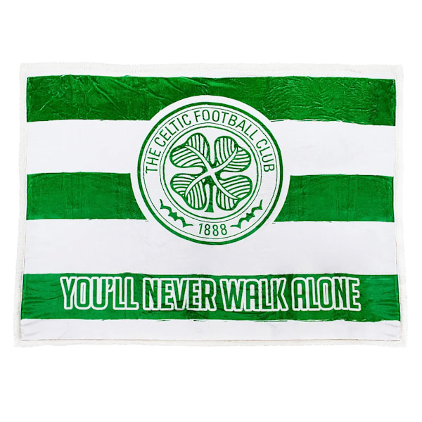 Celtic FC You'll Never Walk Alone Sherpa Fleece Filt 150cm x Green/White 150cm x 120cm