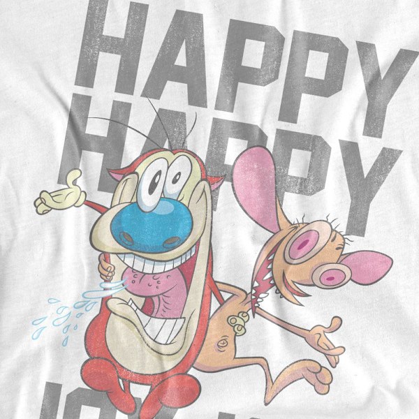 Ren & Stimpy Herr Happy Happy Joy Joy T-Shirt S Vit White S