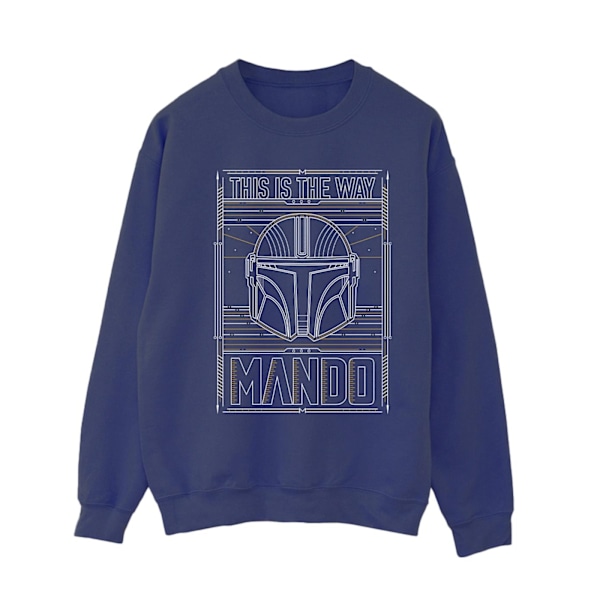 Star Wars Dam/Damer The Mandalorian The Way Outline Helm Sweatshirt XL Marinblå Navy Blue XL