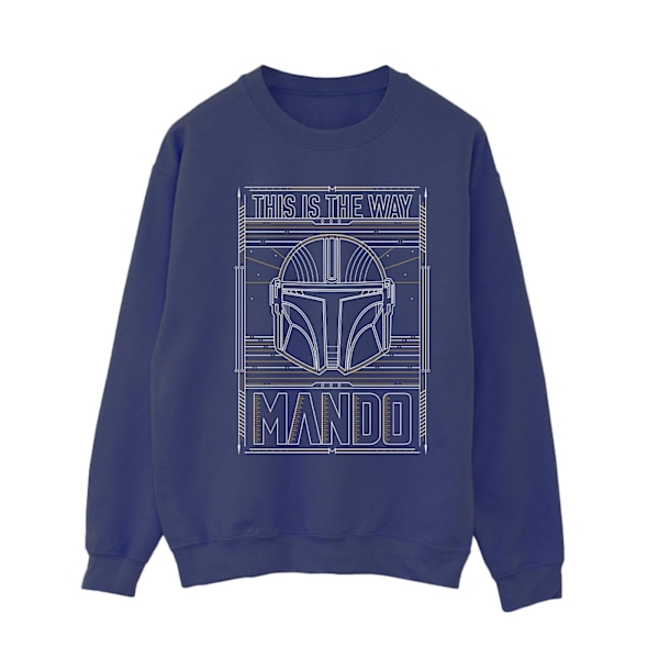 Star Wars Dam/Damer The Mandalorian The Way Outline Helm Sweatshirt XXL Marinblå Navy Blue XXL