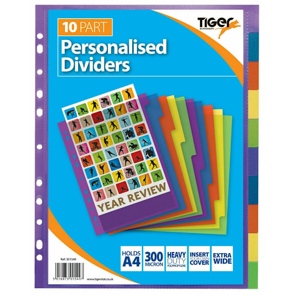 Tiger Polypropylen A4-delare (10-pack) En storlek Flerfärgad Multicoloured One Size